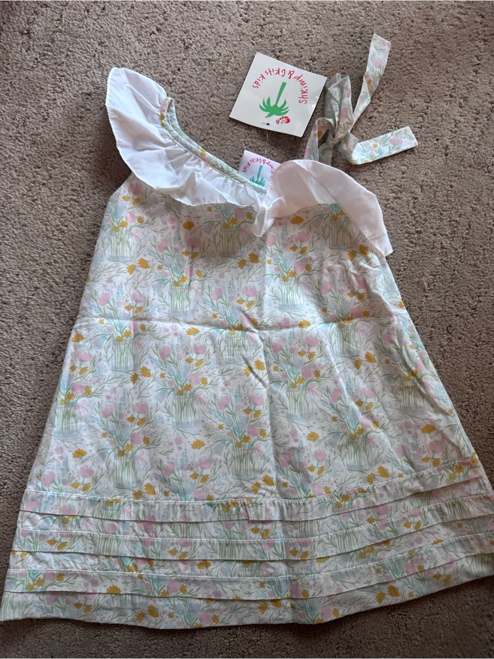 Sunny Meadow Girls' Floral Sundress with Ruffle Collar